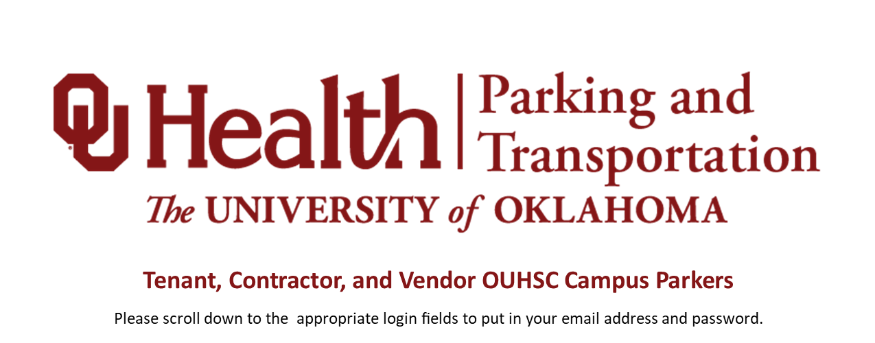 OUHSC Tenant, Contractor, and Vendor OUHSC Campus Parkers Logon